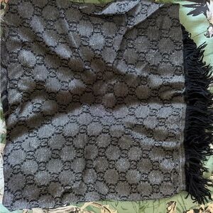 Gucci Charcoal and Black Patterned Scarf